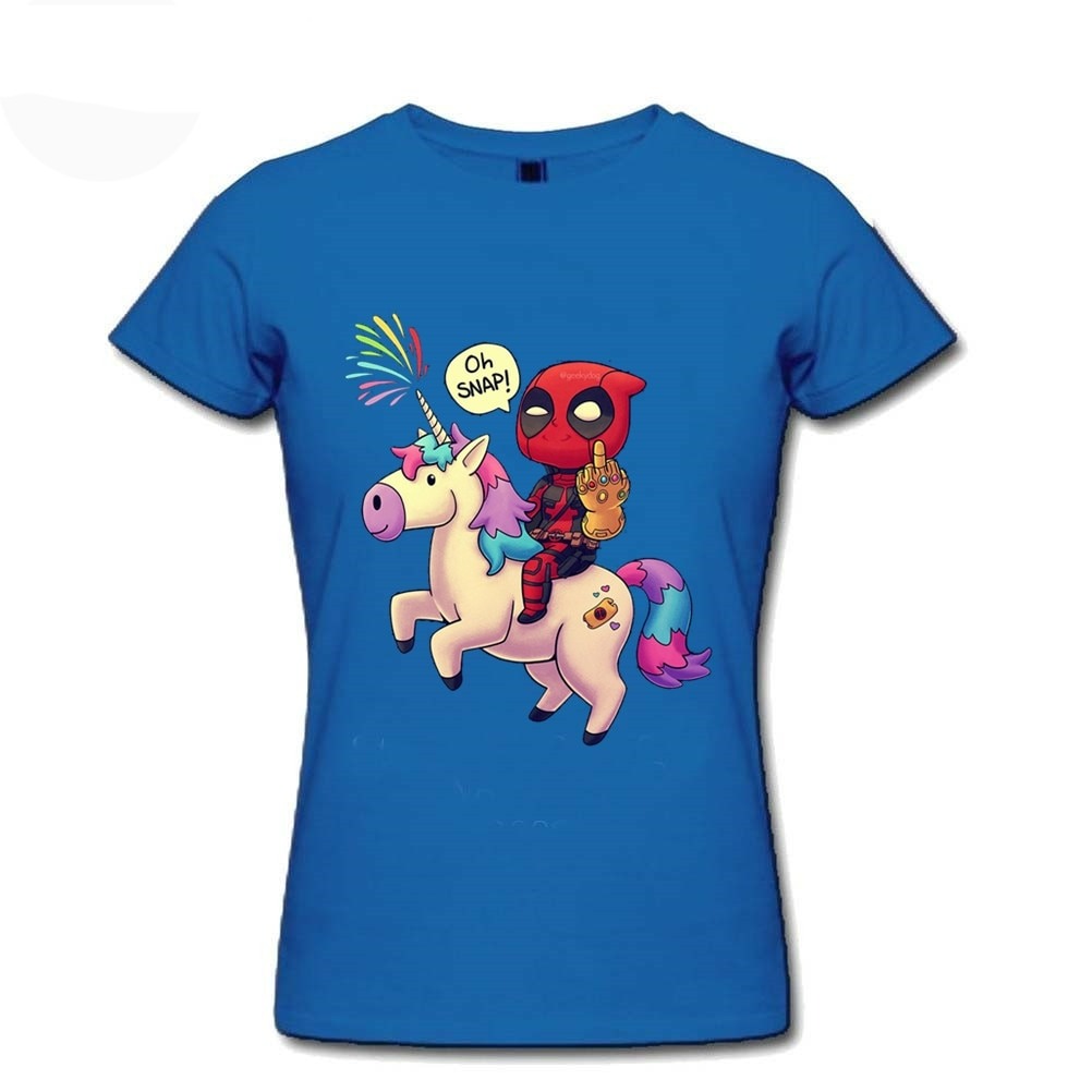 T-shirt Deadpool Licorne Homme Bleu