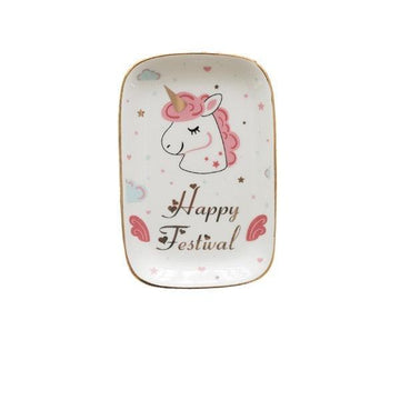 Assiette à gâteau licorne rectangulaire