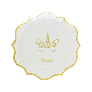 Assiette licorne bordure dorée