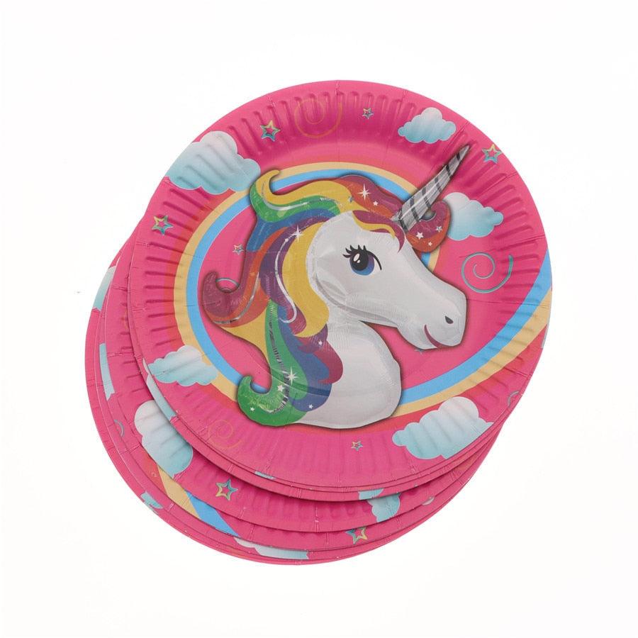 Assiette licorne crinière arc-en-ciel