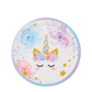 Assiette licorne décor floral