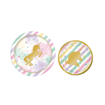 Assiettes licorne dorée