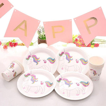 Assiette licorne jetable blanche