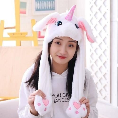 Bonnet Licorne Avec Des Oreilles Qui Bougent Blanc - Une Licorne