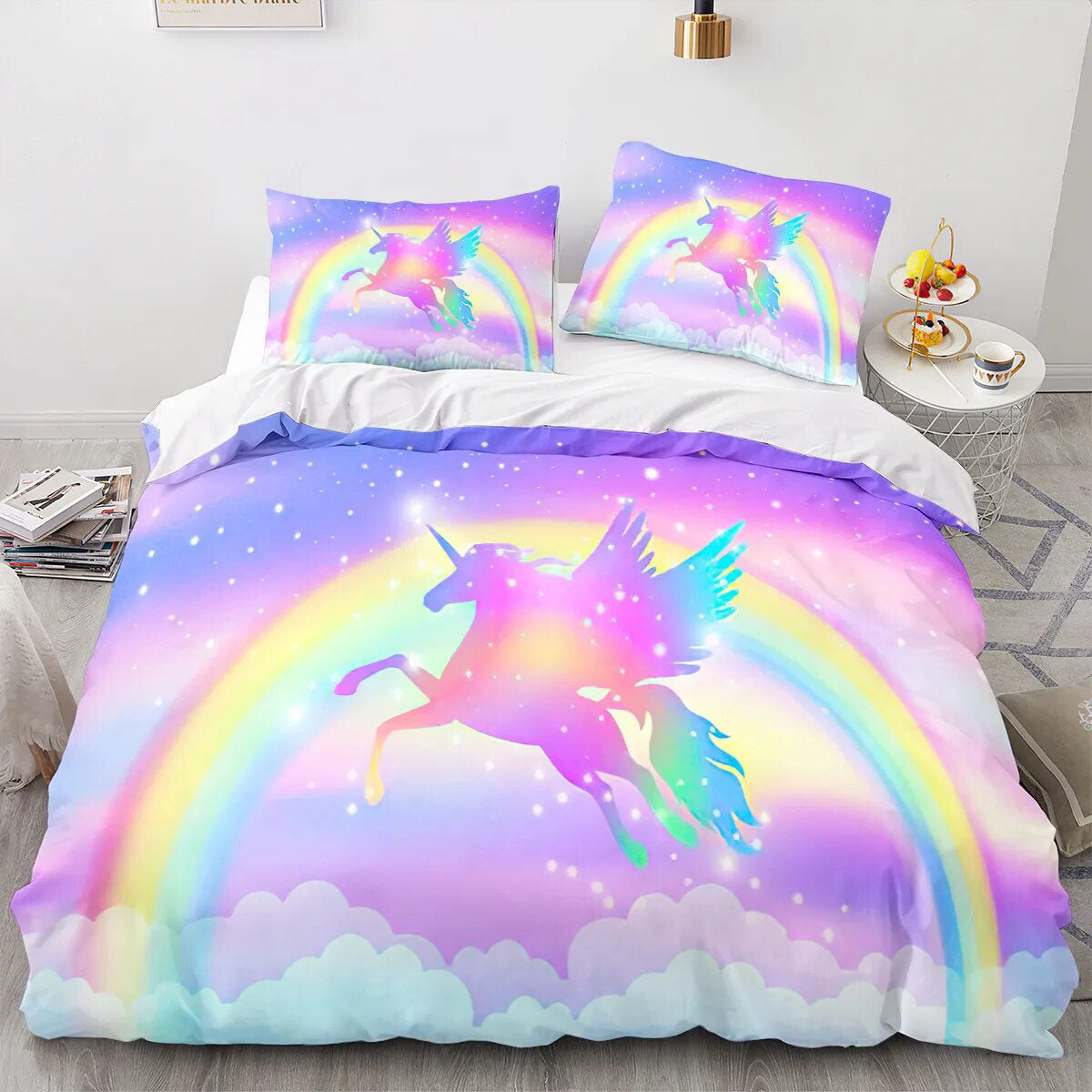 Housse De Couette Licorne Arc En Ciel