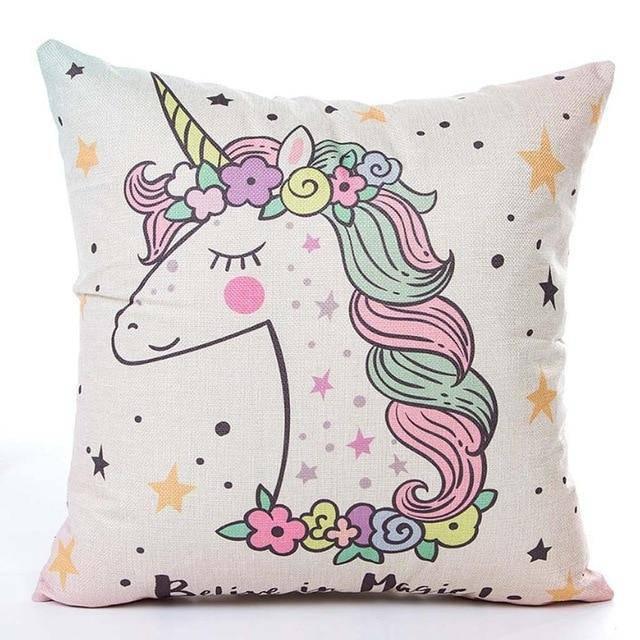 Housse de Coussin<br> Licorne Hippie - Une Licorne