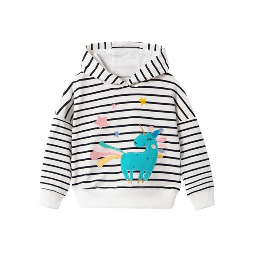 Sweat à Capuche Rayures Licorne - Une Licorne