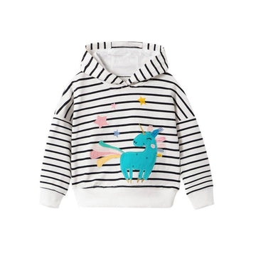 Sweat à Capuche Rayures Licorne - Une Licorne