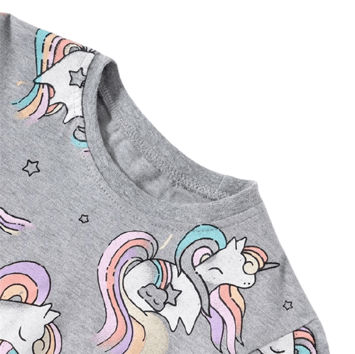 col Tunique licorne grise Kawaii fille